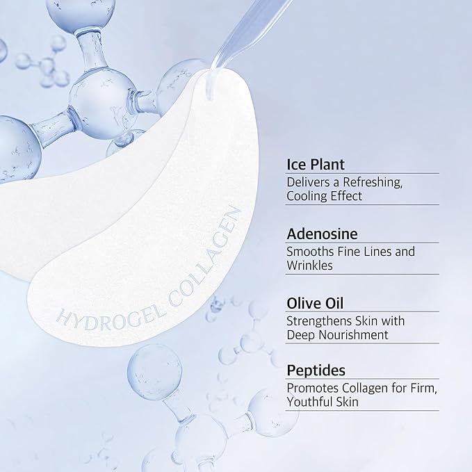 MORENUF Hydrogel Collagen Real Cool 6 Pairs of Eye Patches & Hydrating Roll-On Serum Set for Dark Circles and Puffiness - Hyaluronic Acid and Caffeine Eye Serum Korean