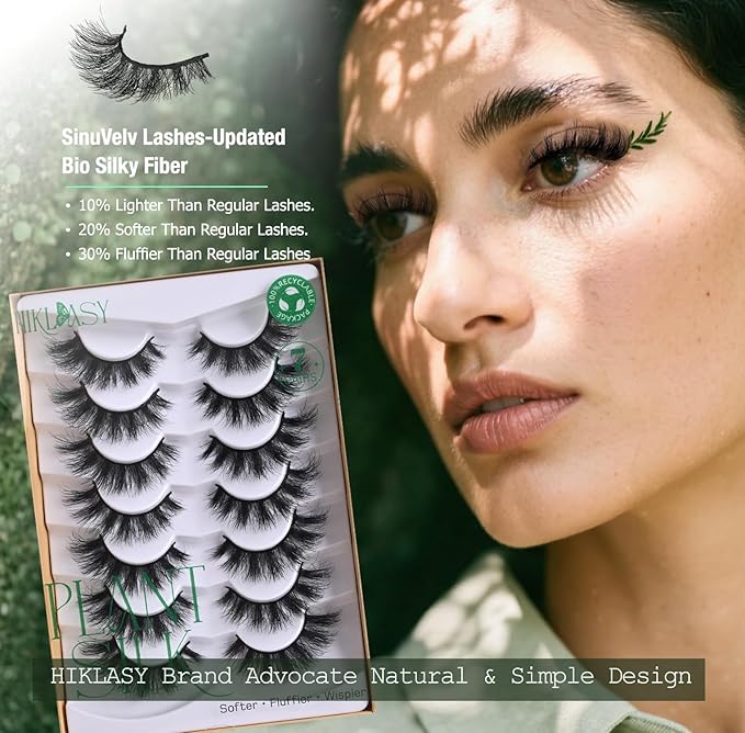 False Lashes 18mm Mink Lashes Full Strip Lashes 7 Pairs Pack Cat Eye Soft Fake Lashes Strips Reusable 25 Times,Pestañas Postizas Eye Lashes Wispy Lash Strips Eco Friendly Eyelash By Hiklasy