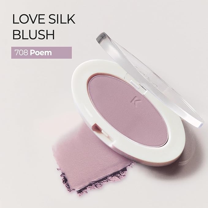Laka Love Silk Blush, Radiant Powder Blush, Silky, Buildable Color with a Natural Glow, Long Lasting, Moisturizing Formula for a Fresh, Flushed Look, K-Beauty (#708 Poem)