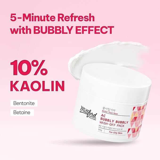 AC Bubbly Bubbly Wash-Off Pack 125g/4.4Oz, Kaolin, Deep Cleansing, Acne Prone Skin, Bubble Wash, Exfoliating, Bubble Mask, Removing Sebum and Dead Skins, Instant Bubbles Pop up