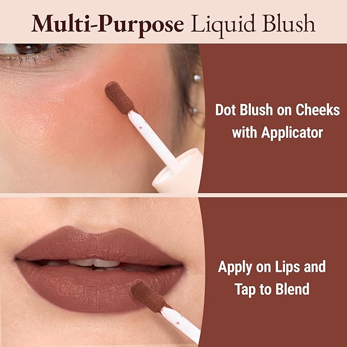 Exmiloo Liquid Blush - Lightweight Liquid Blush for Cheeks - Long-Lasting Liquid Matte Blush Makeup, Blendable & Buildable, Vegan & Cruelty-Free, Velvet Rose