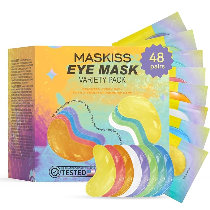Under Eye Patches Variety Pack (48 Pairs), Stocking Stuffers for Women, Eye Masks for Dark Circles Puffy Eyes With 8 Colors (6 Pairs/Color), Vegan Skin Care Gifts for Teen Girls