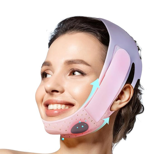 Face Slimming Mask, Pink Facial Toning Device for Face Lifting, Blood Circulation, Neck Firming