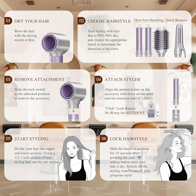 Aculya Life 5 in 1 Hot Air Styler- 110,000 RPM Ionic Straighter, High Speed Hair Dryer, Volumizer & Auto-Wrap Curlers, Frizz-Free Styling Tool, Hair Styler Gift Set with Travel Bag