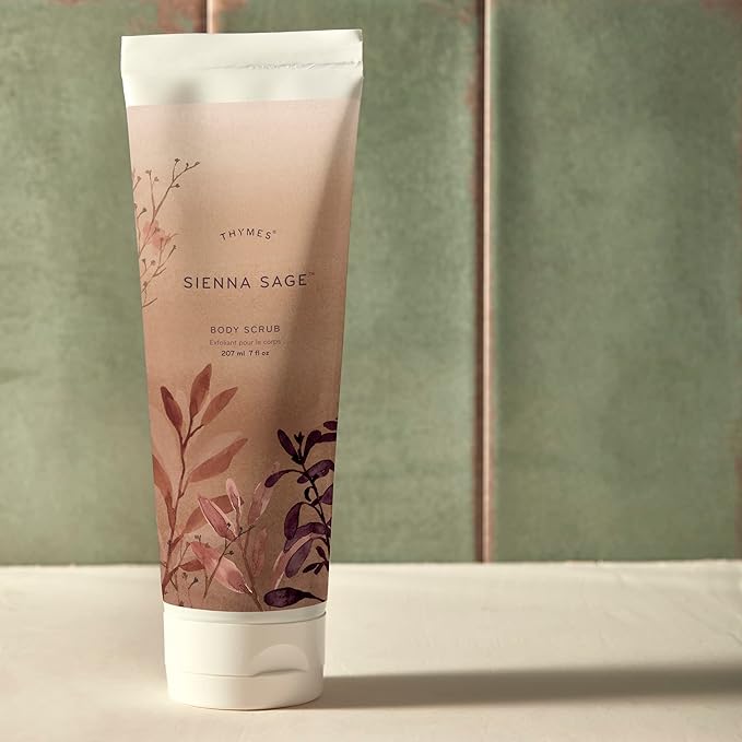 Thymes Sienna Sage Body Scrub - Body Exfoliator for Skin Care Routine - Moisturizing and Exfoliating Body Scrub, Face Scrub, Foot Scrub (7 Fl oz)