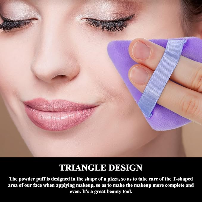 Maitys 12 Pcs Powder Puff Triangle for Face Makeup Cosmetic Loose Powder Puff Velour Soft Body Washable Reusable Foundation Sponge Wet Dry Makeup Tool for Women(Small,Purple)