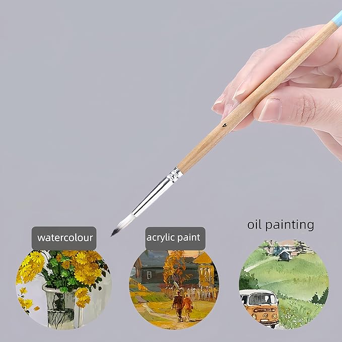 CPLAGYUEWZ Paint Brushes Set, 1 Pack 9 Pcs Round-Pointed Tip Nylon Hair Artist Acrylic Paint Brushes for Acrylic Painting Oil Watercolor, Face Nail Art, Canvas, Miniature Detailing & Rock Painting