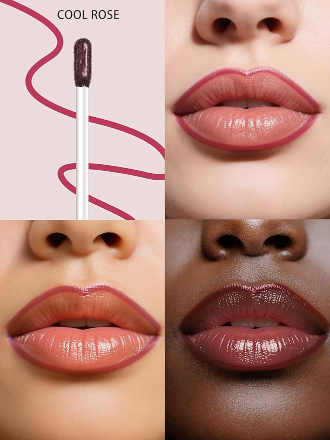 QCMME Lip Stain Peel Off Lip Liner Stain with Tweezer, Long Lasting Matte Lip Tint Tattoo, Highly Pigmented Color Lip Makeup, Waterproof Lipstick, Transfer-proof Lipstain for Women, Cool Rose