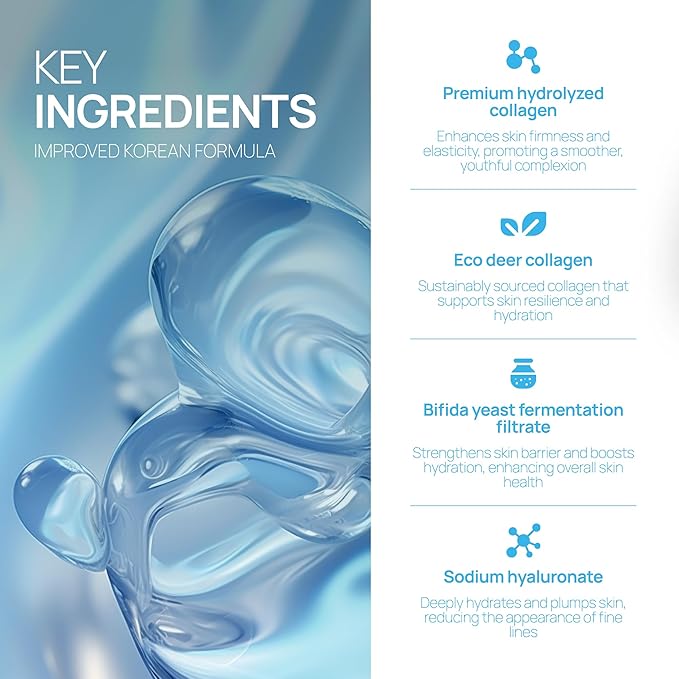 Welaroise Bio Protein Collagen Hydrogel Deep Face Mask +35% More Collagen, Intense Hydration & Moisturization, Firming, Anti-Aging, Skin Renewal, Korean Skincare (Pack of 16)