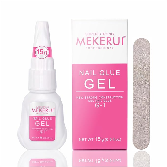 Mekerui Super Strong Nail Glue for Press on Nails Resists Dripping and Clogging. It Dries Rapidly in 7 Seconds sans UV Light, Offers Long Lasting 30+ Days, is Waterproof, and Meets Professional Salon