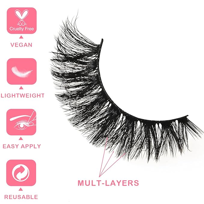 Wispy Lashes Bulk 30 Pairs Natural Volume Eyelashes Wholesale Cat Eye Strip Lash Sets Short Thick Fluffy False Mink Eyelash Strips Full Small Fake Pestañas Postizas with Portable Pack