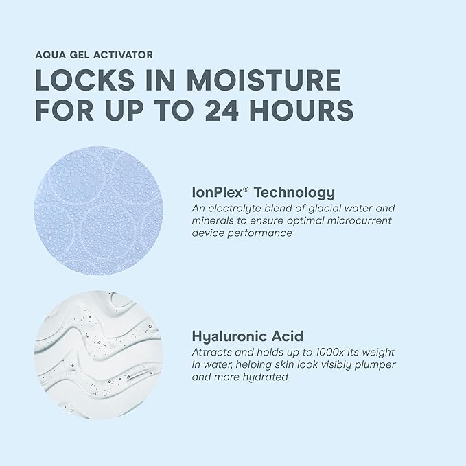 NuFACE Aqua Gel Activator - Microcurrent Conductive Gel & Activator Powered by IonPlex & Hyaluronic Acid to Enhance Results of NuFACE Microcurrent Facial Device - Improves Skin Radiance (10 oz)