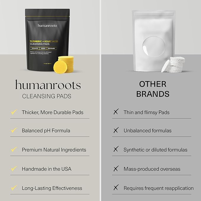 Turmeric Kojic Acid Cleansing Pads - Turmeric Face Scrub Pads with Vitamin C (30 pads), Kojic Acid and Turmeric Cleansing Pads for Exfoliation - Made With Vitamin B5