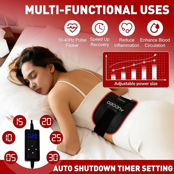Red Light Therapy for Body, Infrared Light Therapy for Body, Red Light Therapy Belt with Timer, 660nm&850nm Portable Heating Light Pad, Redlight Therapy for Back Shoulder Knee Hands