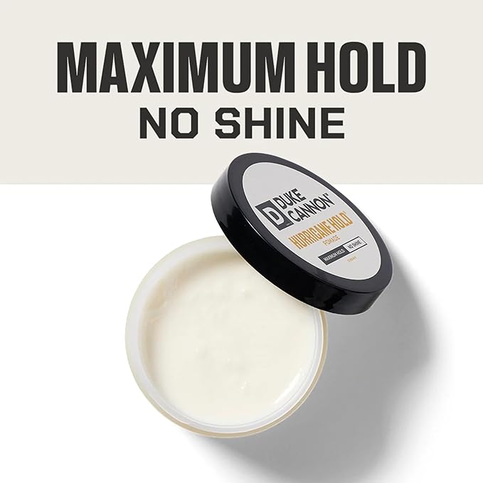 Duke Cannon Supply Co. Hurricane Hold Pomade. Maximum Hold, No Shine, Water-Based for Easy Washout – 2 oz