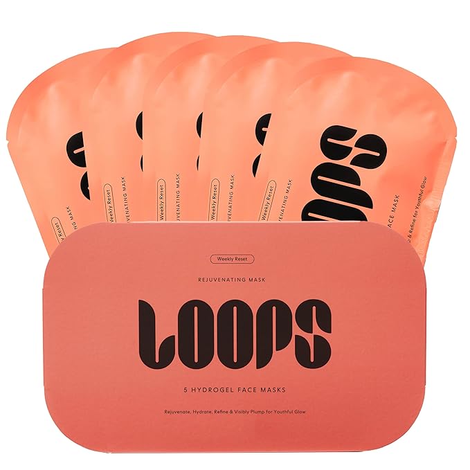 LOOPS WEEKLY RESET - Rejuvenating Hydrogel Face Mask Kit - Rejuvenate, Hydrate, Refine & Plump Face, Moisturized, Pore Refining - Reduces Signs of Puffiness - Gifts for Women, Stocking Stuffer - 5 Pc