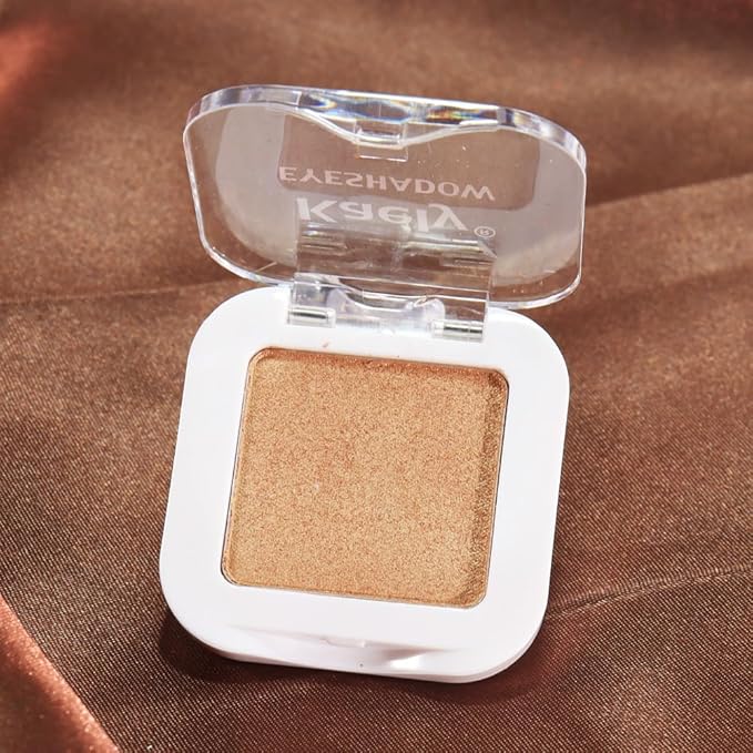Glitter Single Eye Shadow Palette Makeup, Golden Sparkle Shimmer Monochrome Eyeshadow For Older Women, Mini Pressed Pigmented Waterproof Sombras Para Ojos,Vegan, Talc, Paraben&Cruelty Free
