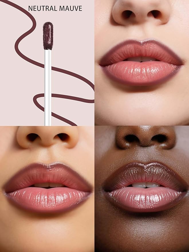 QCMME Lip Stain Peel Off Lip Liner Stain with Tweezer, Long Lasting Matte Lip Tint Tattoo, Highly Pigmented Color Lip Makeup, Waterproof Lipstick, Transfer-proof Lipstain for Women, Neutral Mauve