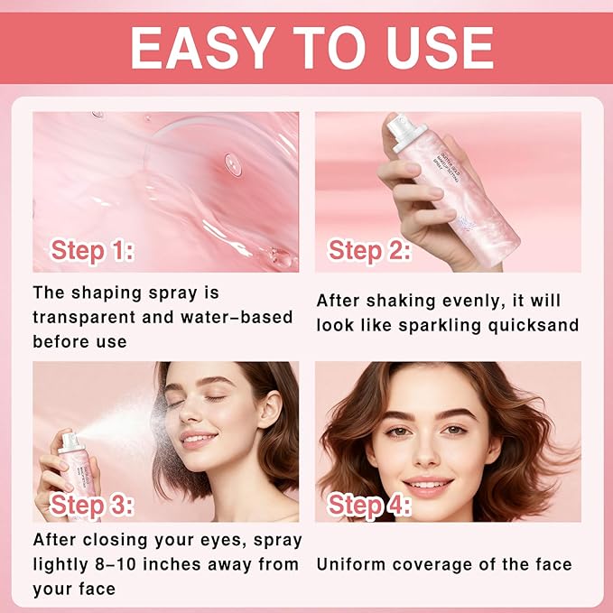 Glow Makeup Setting Spray, Shimmer Dewy Hydrating Setting Spray for Face, Long Lasting Glowing Radiant Finish, Lightweight & Refreshing, Protects and moisturizing Dehydrated Skin - 4 Oz