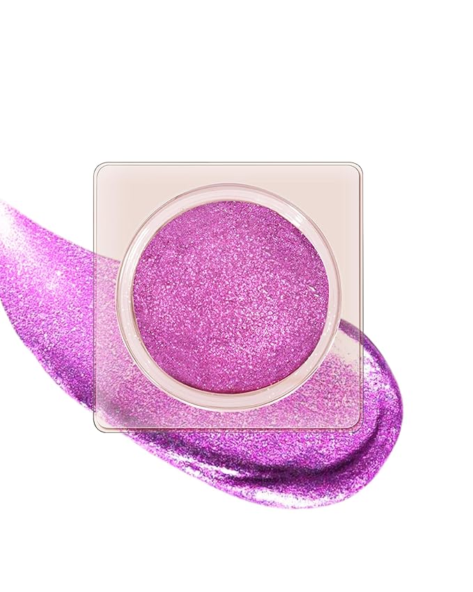 Sparkle Single Eyeshadow Cream, Chrome Purple Glitter Highly Pigmented Eye Shadow, Long-Lasting Blendable Shimmer Eyeshadow, Lightweight Eye Shadow Makeup Palette Christmas Party Gift for Women-06