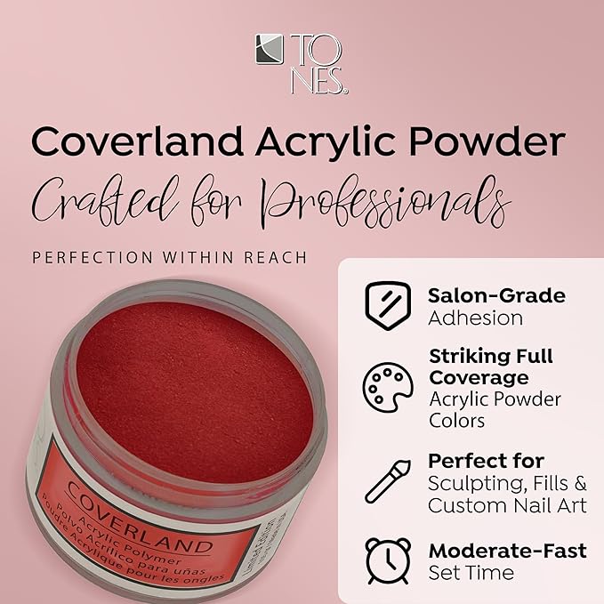 Tones Coverland Acrylic Nail Powder "Irresistable" - Limited Edition Acrylic Powder for Nail Design, Sculpting, and Masking Nail Bed Imperfections - Professional Acrylic Nail Supplies - (1.5 Oz)