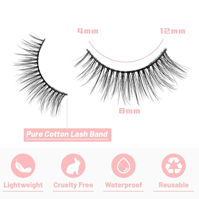 False Eyelashes 20 Pairs Wispy Lashes Faux Mink Lashes 14mm 3D Fluffy Cat Eye Lashes （style 20-058)