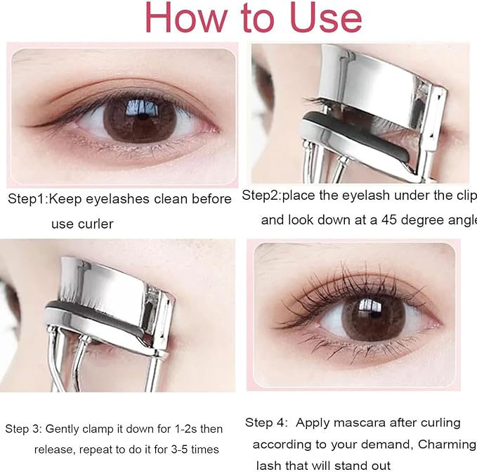 Eyelash Curler, Professional Eyelash Curler, Wide Fit Comfortable Curved Design with Non-Slip Grip, Clump-Free Lift, All The Way Up Lash Curler, Achieve Perfect Curls in 5 Seconds (Purple)