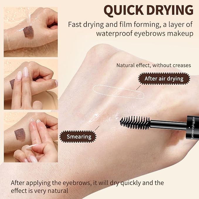 O'CHEAL Double-Ended Tinted Eyebrow Gel, Waterproof, SmudgeProof Brow Glue with Brush, Quick-Drying, 24HR Brows Makeup for Natural Full Brows, 3D Eyebrow Mascara for Women (Dark Brown)