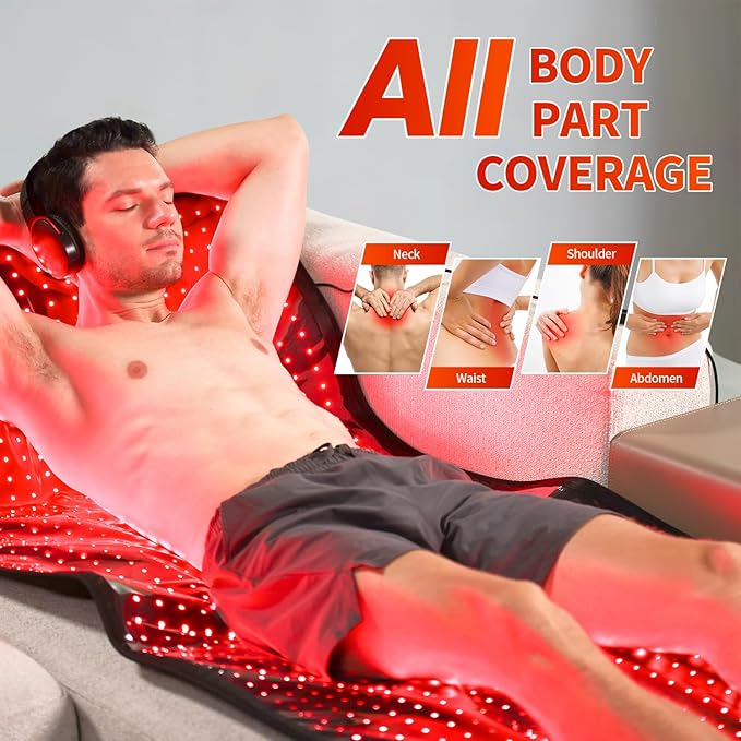 lawind Red Light Therapy Mat for Body, 71"x31" Red Therapy Blanket with 1280 3-in-1 LEDs, 650nm & 850nm Infrared Light Therapy (Breathing Mode/10Hz/40Hz/Regular Mode) for Pain Relief, Joint Repair