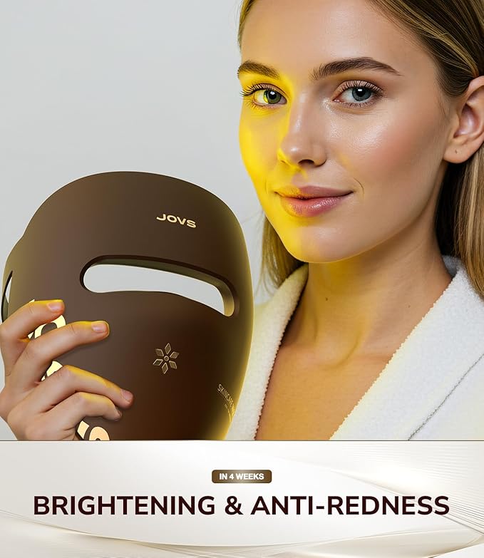 JOVS 4D Red Light Therapy Mask for Face with 4 Color Light Modes, Breathable Wireless 328 LEDs Face Mask with 850NM Near-Infrared Light, Portable LED Face Mask Light Therapy with Timer for Home Travel