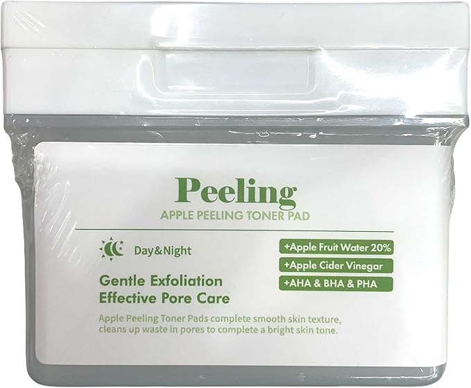 DERMAL Apple Peeling Toner Pad – Gentle Exfoliating and Hydrating Toner Pads with AHA, BHA, and PHA for Smoother, Radiant Skin - Facial Peels, Resurfacing Facial Exfoliants, 80pads