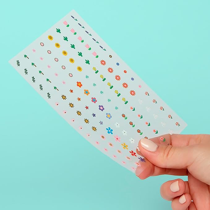 Omy Flowers Art Stickers - 120 Stickers, Waterproof, Durable, Fun, Creative Designs | Strong Enough to Last Through Hand Washing - Easy to Apply, Safe, Non-Toxic | Age 6 and Up