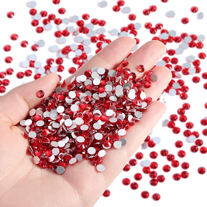 Beadsland Flatback Rhinestones Bulk,14400pcs Red Rhinestones for Crafts Clothes DIY Decoration, Light Siam, SS16, 3.8-4.0mm
