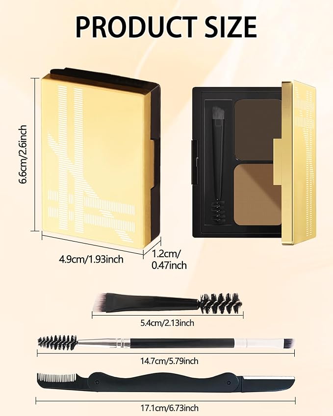 Eyebrow Powder Makeup Kit,2 Colors Waterproof Long Lasting Natural Brown/Grey Eye Brow Tinting Powder Palette,Professional Eyebrow Filler Contour Gifts for Women with Mirror Brow Brush & Razor-Set 02#