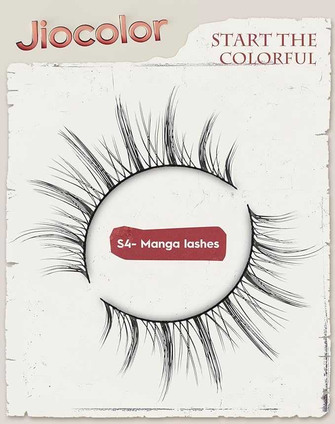 Manga Lashes Natural Look Wispy Anime Lashes Soft C Curl Manhua False Lashes 7mm Natural Korean Eyelashes 10 mm 3D Thin Band Asian Lashes 7 Pairs S4