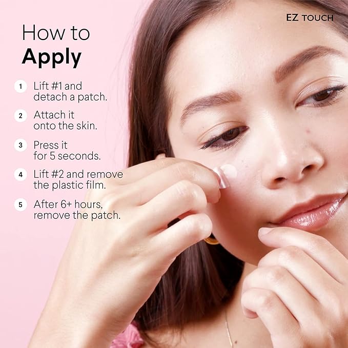 EZ Touch Touch-free Hydrocolloid Acne Pimple Patch(60 count, 12mm, Fast0Healing) | Last 48 hr | Patented Korean Spot Cover