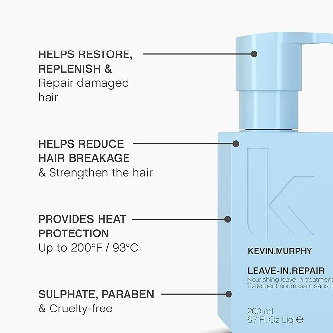 KEVIN.MURPHY LEAVE-IN.REPAIR - Keratin Treatment - For All Types - Damaged Hair Repair - Heat Protectant for Hair - Cruelty Free Hair Care - 200 mL / 6.7 fl oz (Pack of 2)
