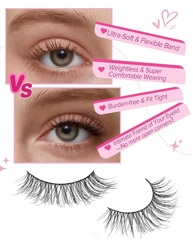 Natural Lashes Short False Lashes Wispy Fake Lashes Small Volume Mink Lashes Fluffy 15mm Eyelashes C Curl Eye Lashes Pack 81-Bestie