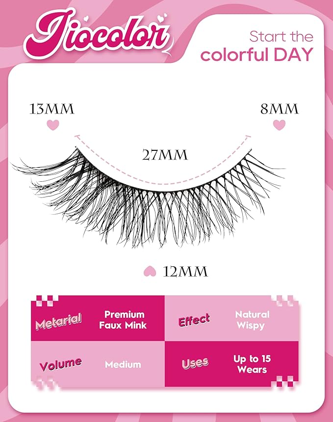 Natural Lashes Mink Natural Eyelashes False Eyelashes Natural Look False Lashes Wispy Eye Lashes Cat Eyelashes Fake Lashes 7 Pairs NK27