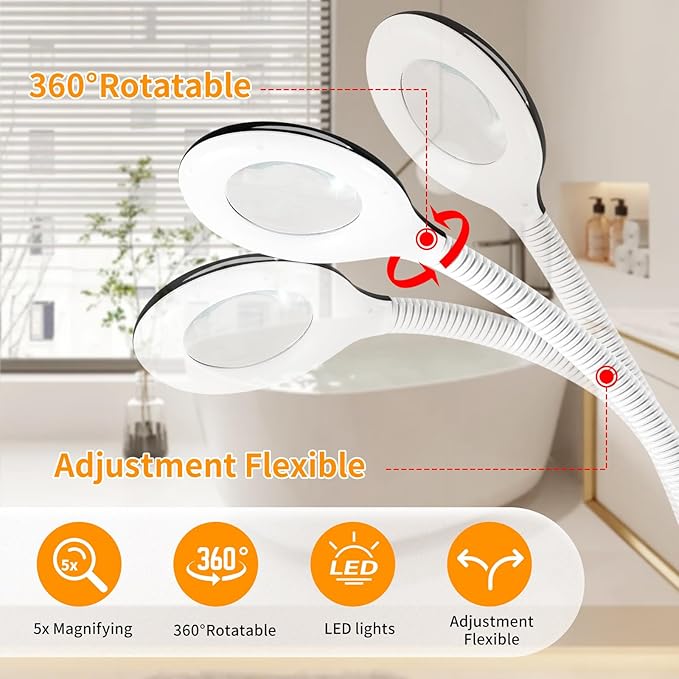 Professional Facial Steamer, 2 in 1 Facial Steamer with 5X Magnifying Lamp, Ozone Face Steamer, Suitable for Home or Beauty Spa Use