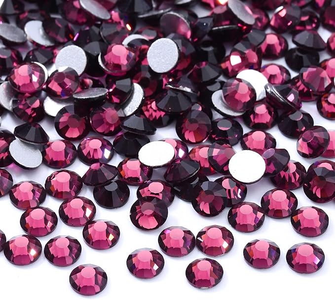 Meibite Purple Flatback Rhinestones, Glass Rhinestones for Nail Art and Craft, Glue Fix, Loose Crystal Gemstones(Purple, SS20, 2880pcs, 4.6-4.8mm)