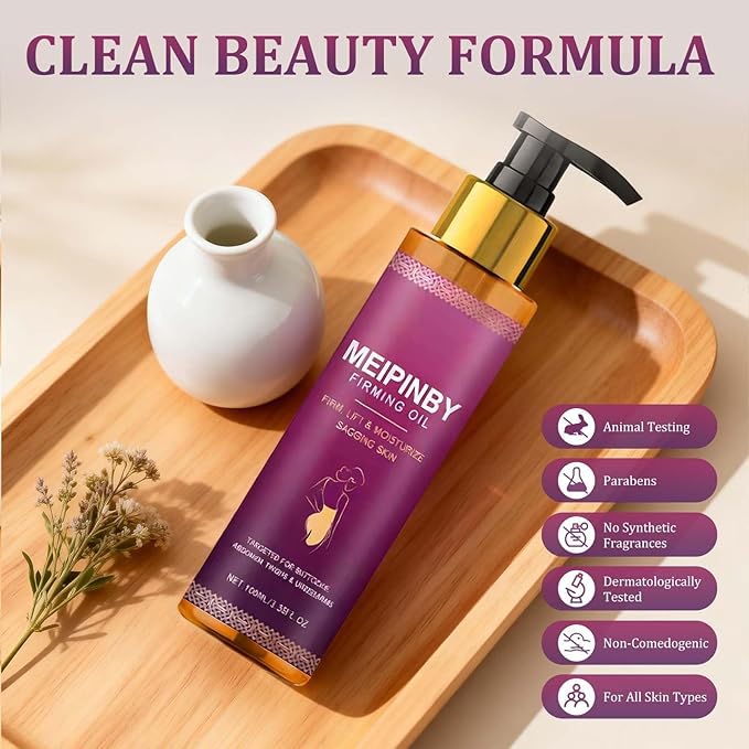2 PCS Body Firming Oil - Fast-Absorbing Hydration to Tighten & Firm Arms, Chest, Thighs - Enriched with Vitamin E, Rosehip, Almond Oils - Post-Shower Treatment for Women 2x100ml