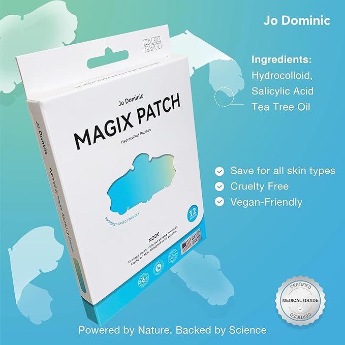 MAGIX PATCH Nose Pimple Patches Hydrocolloid Acne Patches for Nose Pores – Absorbs Oil, Zits & Blemishes Overnight – Vegan, Cruelty-Free Skincare (12 Count)
