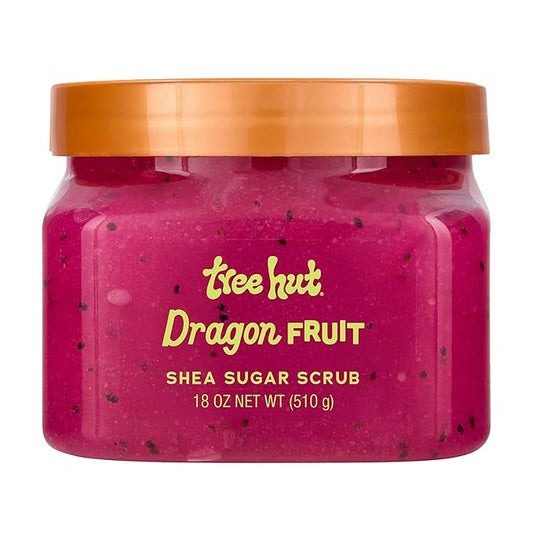 Tree Hut Dragon Fruit Shea Sugar Scrub, Exfoliating, Hydrating & Moisturizing Body Scrub with Shea Butter & Nourishing Essential Oils, Smooth & Soften Skin, 18 oz
