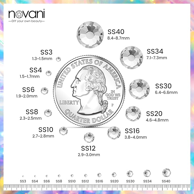 Novani Crystal Rhinestones, Flatback Loose Gemstones 1440pcs Glass Rhinestones for Clothes Shoes Crafts Makeup Nail Art and DIY Decorations(SS8, Crystal Clear)