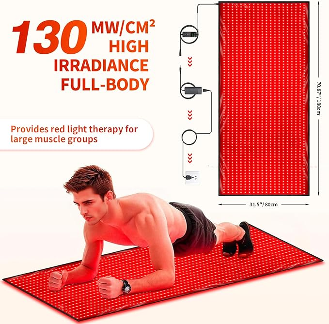 lawind Red Light Therapy Mat for Body, 71"x31" Red Therapy Blanket with 1280 3-in-1 LEDs, 650nm & 850nm Infrared Light Therapy (Breathing Mode/10Hz/40Hz/Regular Mode) for Pain Relief, Joint Repair