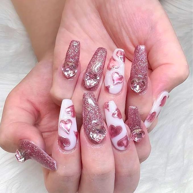 Canvalite 2900Pcs Pink Rhinestones for Nails, 18 Styles Multi Shape Nail Charms and Gems Shiny Glass Crystal Flatback Nail Rhinestones Set for Nail Art with Rhinestone Picker and Tweezers