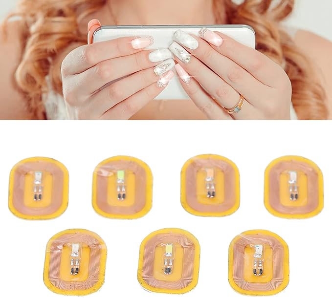 Jiawu Glowing NFC Nail Stickers, Smart LED Light Source NFC Nail Art Tips Lighting for Mobile Phone