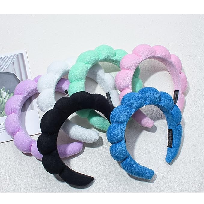 KYHYFJMD Spa Headbands for Washing Face Soft Puffy Bubble Headbands Wristband for Women Girls Makeup Skin Care Facial Beauty Shower Towel Hairband