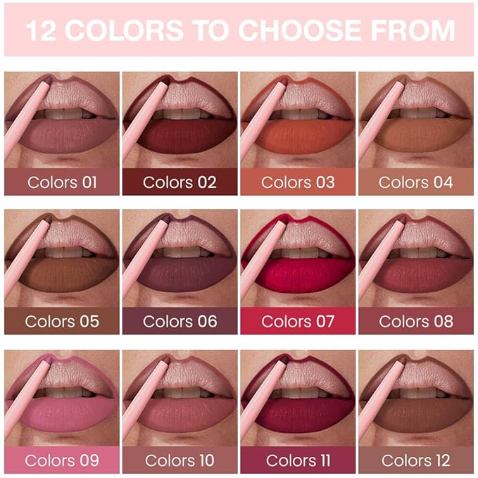 evpct Taupe Brown Matte Creamy Retractable Lip Liner Pencils for Shaping & Sculpting Lips, Lip Liner for Women Long Lasting Waterproof Rich Lip Colors Liner Crayon Lipstick delineador de labios 12